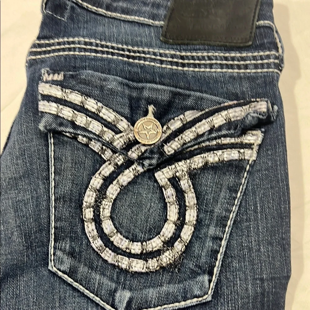 Big Star Blue Straight Leg Jeans with Faded Whiskering - Picture 6 of 9